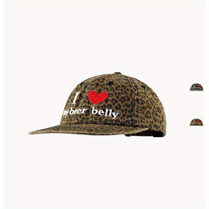 Gorra de béisbol con estampado de leopardo para mujer, ajustable con broche, visera plana, talla fija, diseño en manchas de leopardo marrón y negro, ideal para fiestas navideñas o uso diario, accesorio de moda urbana, hip hop, tejido transpirable y durade