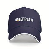 Gorra de béisbol para hombre con logo de CATERPILLAR, ajustable con cierre trasero, ligera de poliéster, protección solar, estilo casual, negra con letras blancas