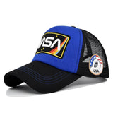 Gorra de béisbol para hombre con temática de NASA, bandera y logo de NASA - Parte trasera de malla transpirable, cierre snapback ligero, comodidad para todas las estaciones, sombrero para el sol con visera curva para exteriores, deportes y uso casual - Di