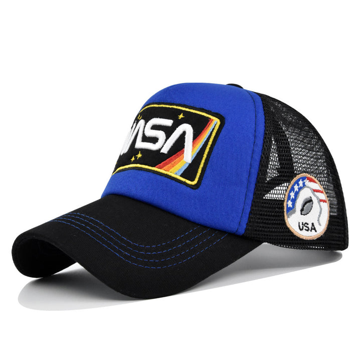 Gorra de béisbol para hombre con temática de NASA, bandera y logo de NASA - Parte trasera de malla transpirable, cierre snapback ligero, comodidad para todas las estaciones, sombrero para el sol con visera curva para exteriores, deportes y uso casual - Di