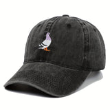 Gorra de béisbol unisex con bordado de paloma - Gorra de papá desgastada negra para mujeres y hombres - Gorra solar ajustable y transpirable