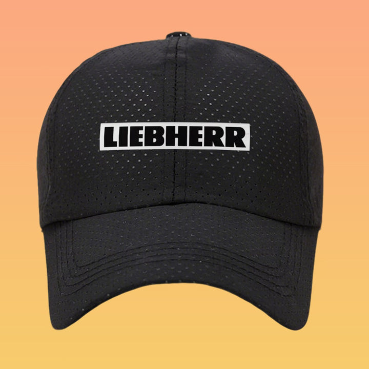 Gorra Liebherr de secado rápido con diseño de malla, ajustable, fibra de poliéster, ideal para actividades al aire libre,  y todas las estaciones