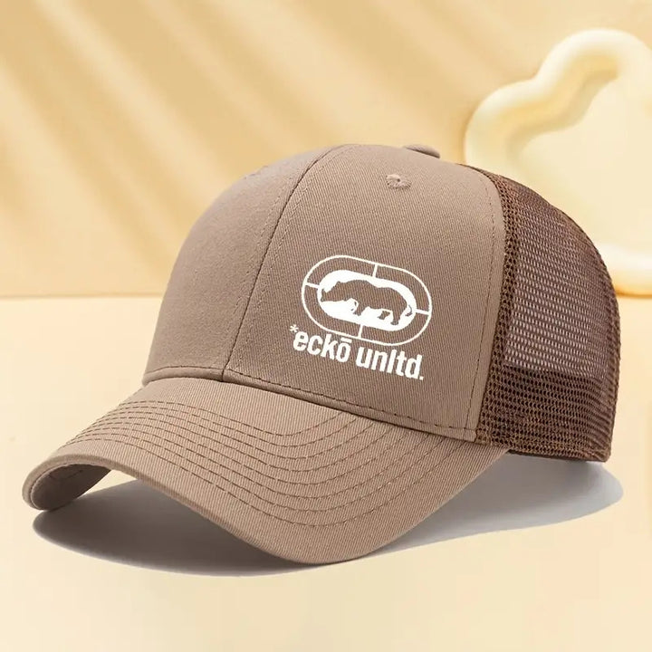 Gorra de béisbol ligera y transpirable para hombres Ecko Unltd - con silueta de oso blanco y logo, estilo gorra de camionero, gorra hip-hop para camping, fiestas, uso casual | Parte trasera de malla y frente estructurado, tela duradera no elástica, icónic