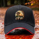 1 sombrero ajustable para camioneros con diseño de plumas de indígenas americanos - Transpirable, alta calidad, sombrero deportivo para golf, senderismo, camping, viajes y ciclismo - Unisex, estilo casual, negro, sombrero deportivo al aire libre | Accesor