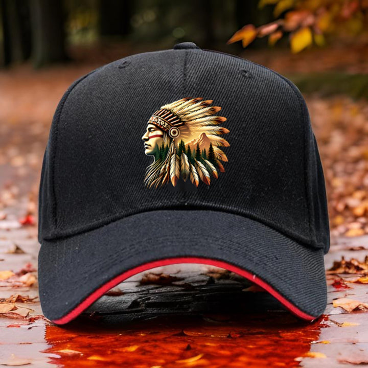 1 sombrero ajustable para camioneros con diseño de plumas de indígenas americanos - Transpirable, alta calidad, sombrero deportivo para golf, senderismo, camping, viajes y ciclismo - Unisex, estilo casual, negro, sombrero deportivo al aire libre | Accesor