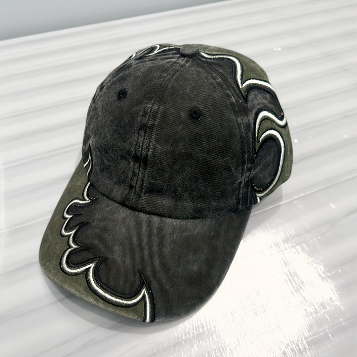 Nueva gorra de béisbol retro americana con bordado de llamas para hombres y mujeres, gorro de pico de pato de nicho hip-hop streetwear, gorra deportiva ajustable