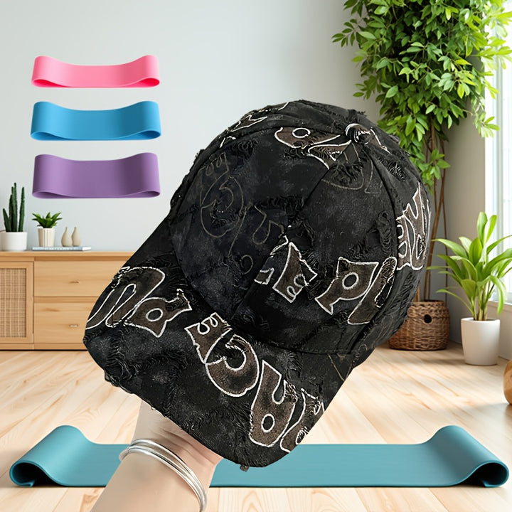Gorra de béisbol unisex con diseño de letras en marrón/blanco/gris, ajustable para todas las estaciones, protección solar UPF, sombrero casual y para fiestas, adolescentes y adultos