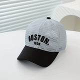 Boston 41.4metro Gorra de béisbol de malla blanca con ajuste de snapback - Ligera, transpirable y elegante para niños y adultos, sombrero de verano casual, ropa de cabeza casual | Gorra de snapback ajustable | Gorra ligera