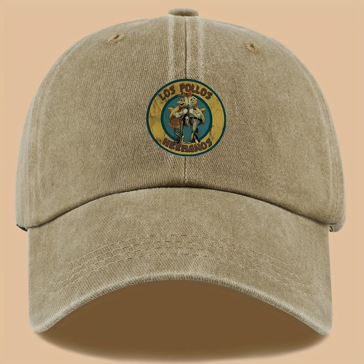 1 pieza de gorra de conductor de camión estilo urbano de moda con estampado de letras de dibujos animados Los Pollos Hermanos | Gorra solar ajustable para parejas, adecuada para senderismo, ciclismo, fiestas en la playa, conferencias | Gorra de béisbol su