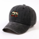 1 Gorra de béisbol impresa con un solo auricular, lavada a mano, ajustable, ligera, no elástica, con tema de vacaciones, diseño de rosa y calavera, para hombres, mujeres, ciclismo urbano al aire libre, todas las estaciones.
