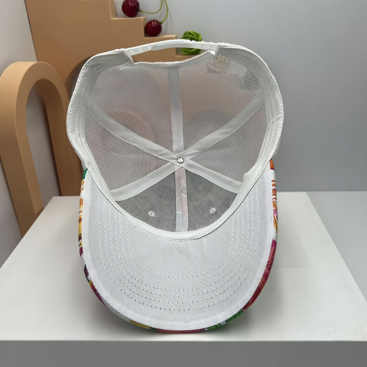 1 gorra de béisbol con estampado floral tropical para mujeres y hombres - Espalda de malla transpirable, cierre ajustable con clic, gorra ligera para exteriores para senderismo y uso casual, protección solar