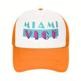 Fabric. Gorra de béisbol inspirada en Miami Vice para hombres y mujeres - Gorra de camionero de malla ligera y transpirable con visera ajustable, diseño en dos tonos, perfecta para todas las estaciones y regalo de vacaciones