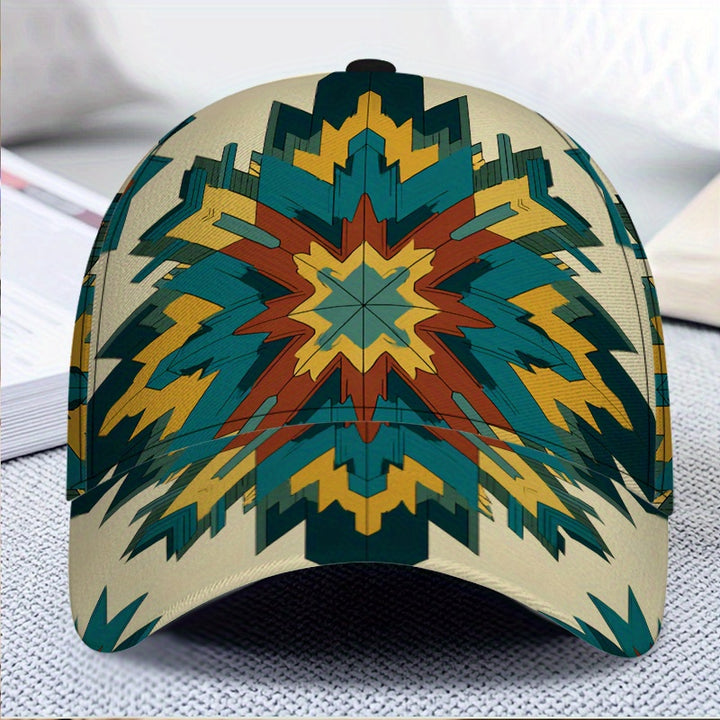 1pc Gorra de Béisbol para Hombre - Azul Teal, Amarillo Mostaza, Rojo y Beige con Cierre Ajustable, Ideal para Deportes, Gimnasio, Halloween, Navidad y Acción de Gracias - Poliéster Ligero, Estampado Vibrante, Moda Urbana, Cómoda y Elegante, Eventos Casual