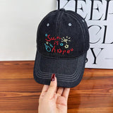 Gorra de búfalo de mezclilla coreana retro lavada para mujer y hombre, con letras, diseño suave, ropa de calle casual, nuevo estilo de gorra de béisbol de primavera/otoño, moderna