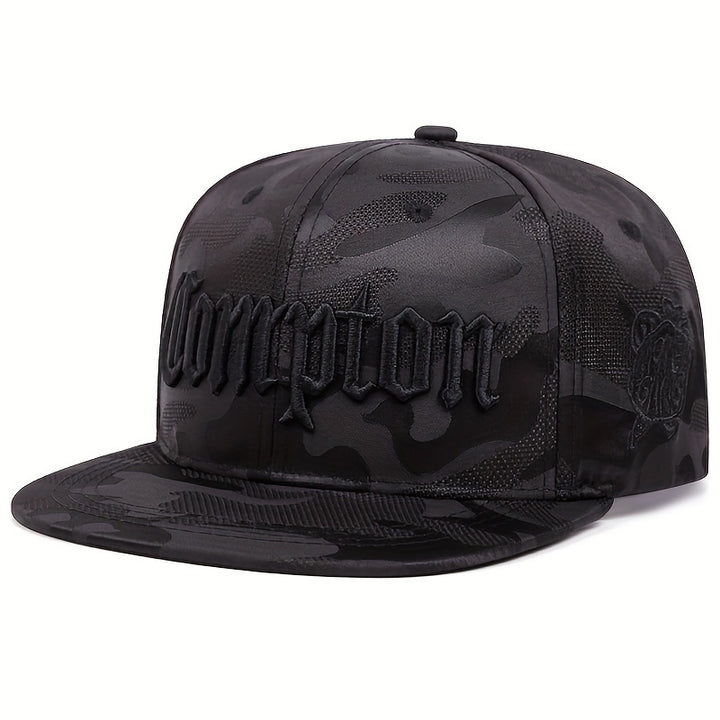 Gorra de Béisbol Bordada Camo Compton - Snapback de Moda, Sombrero de Visera Plana Hip Hop para Deportes al Aire Libre
