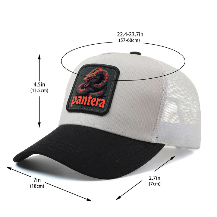 Gorra de béisbol para hombres y mujeres - Ligera y transpirable, con correa ajustable, diseño de serpiente roja y negra, parte trasera de malla no elástica para pesca, al aire libre, casual - Gorra de protección solar unisex para hombres y mujeres, ropa d