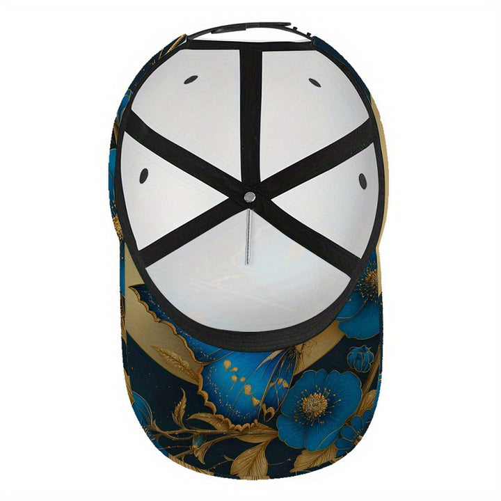 1 gorra de béisbol con estampado de mariposa celestial 2D - Gorra de poliéster vibrante de cuerpo completo con cierre ajustable, ideal para deportes al aire libre, estilo urbano y running, Ropa Casual,Accesorio de Festival,Diseño a la Moda,Material Durade