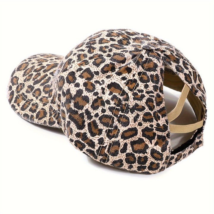1 Gorra de Béisbol para Mujer con Estampado de Leopardo - Ajustable, Transpirable, Ideal para Exteriores y Fiestas, Diseño Versátil Compatible con Coletas, Accesorio Casual, Tela Fácil de Cuidar