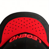 Gorra de basquetbol LEGEND Snapback - negra con brim roja, poliéster respirable, ajustable para adultos, ideal para actividades al aire libre en año nuevo, gorra deportiva|aspecto deportivo|gorra de poliéster