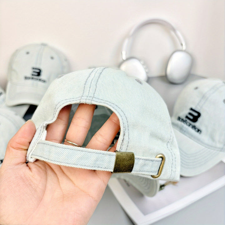 Gorra de Béisbol Bordada Estilo Coreano para Mujer, Versátil y Retro Americana con Gran Circunferencia para Cabeza