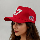 Gorra de béisbol unisex bordada número 47 - Snapback ajustable, ligera, diseño número 47, roja con bordado, perfecta para streetwear y ropa casual