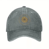 Gorra de Béisbol Dorada con Símbolo de Macedonia - Gorra Ajustable Snapback, Diseño de Seis Paneles en Denim Transpirable para Hombres y Mujeres, Estilo Casual Urbano (Lavable a Máquina) - Uso Formal y Diario, Sombrero Versátil, Emblema Impreso, Cómoda y