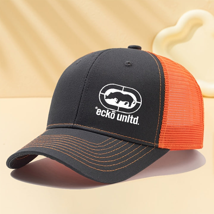 Gorra de béisbol ligera y transpirable para hombres Ecko Unltd - con silueta de oso blanco y logo, estilo gorra de camionero, gorra hip-hop para camping, fiestas, uso casual | Parte trasera de malla y frente estructurado, tela duradera no elástica, icónic