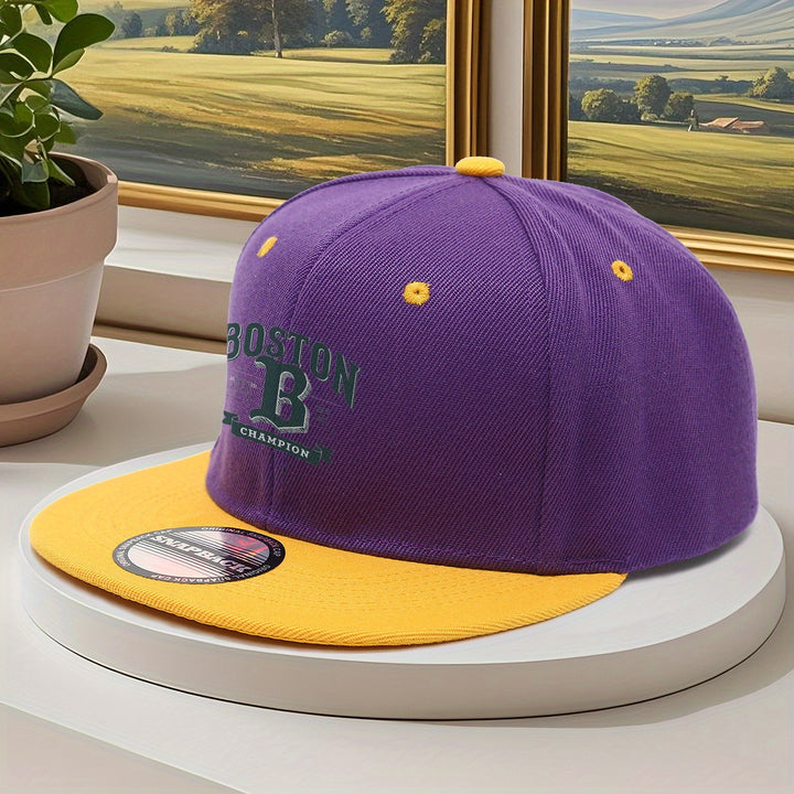 1 Gorra de Béisbol Ajustable para Hombre - Diseño con Logo Boston Champions y Bloque de Colores Rojo/, 100% Poliéster, Estilo Streetwear para Looks Casuales