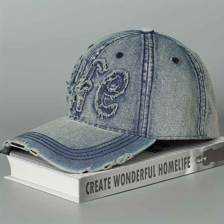 1pc American Retro Lavado y Desgastado Gorra de Béisbol, Hombres y Mujeres Vaquera Suave Gorra Casual, Versátil Gran Circunferencia de la Cabeza Pico de Pato Gorra, de Moda