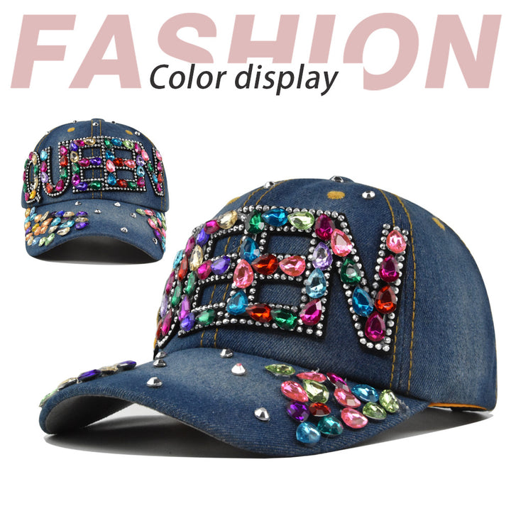 Gorra Unisex QUEEN con Rhinestones, Ajustable Snapback con Visera Curva para Fiestas de Navidad, Outfits Diarios y Logo/Regalo (Diseño Brillante)