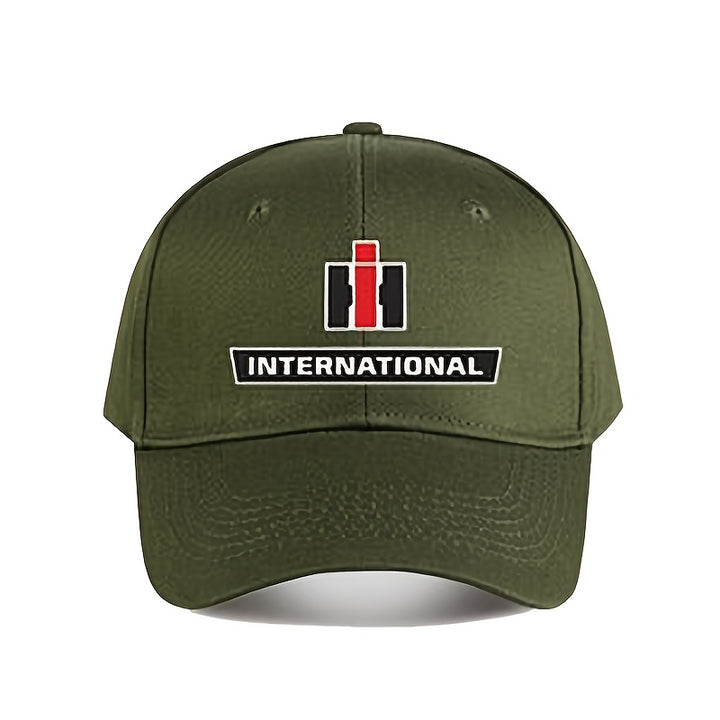 Gorra de Béisbol IH FAN CLUB INTERNATIONAL RED TRACTORS - Ajustable y Transpirable con Logo Audaz, Detalles en y Rojo/Blanco, Estilo Táctico Militar Unisex para Hombres y Mujeres, Lavable a Máquina, Accesorio Casual para Exteriores