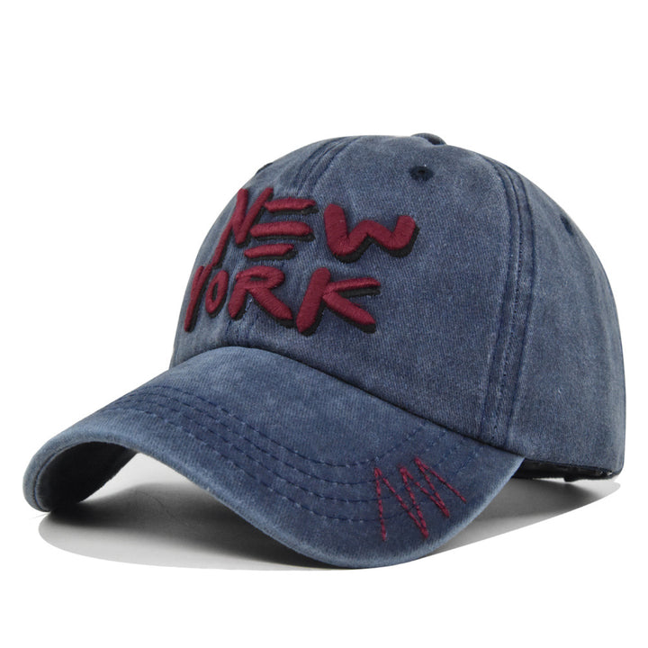 Gorra de béisbol retro 3D para hombre con adorno de Nueva York - Gorra ligera para todas las estaciones con visera curva y diseño estructurado de 6 paneles, con letras, gorra casual y para ocasiones especiales para el 4 de julio, ropa casual (lavable a ma