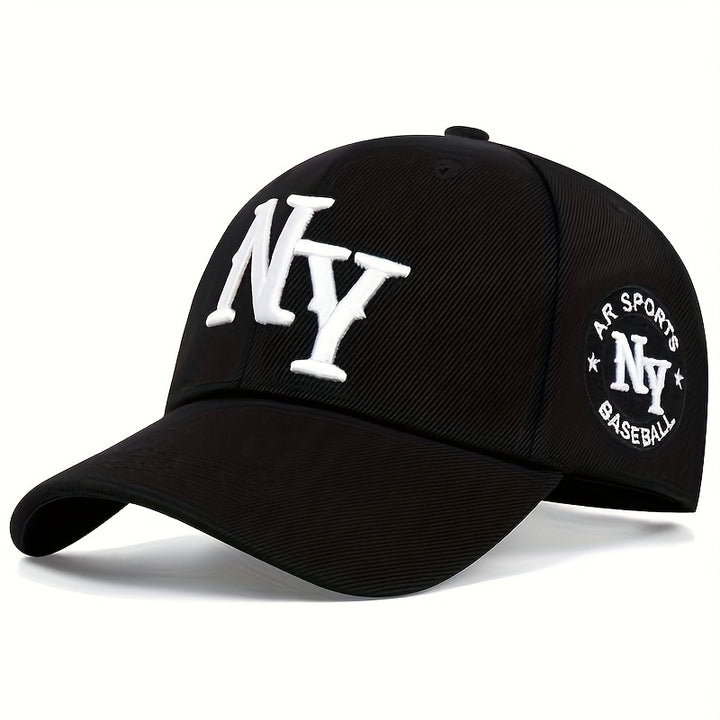 Gorra de Béisbol NY Embroiderada - Gorra de Béisbol Ajustable para Hombres y Mujeres, Ligera y Respirable, Negra con Diseño Blanco NYS de Béisbol, Accesorio de Moda Casual, Gorra de Béisbol, Indumentaria Deportiva