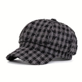 Gorra estilo newsboy vintage para adolescentes, ligera, de cuadros, ideal para otoño/invierno, perfecta para la escuela y uso casual