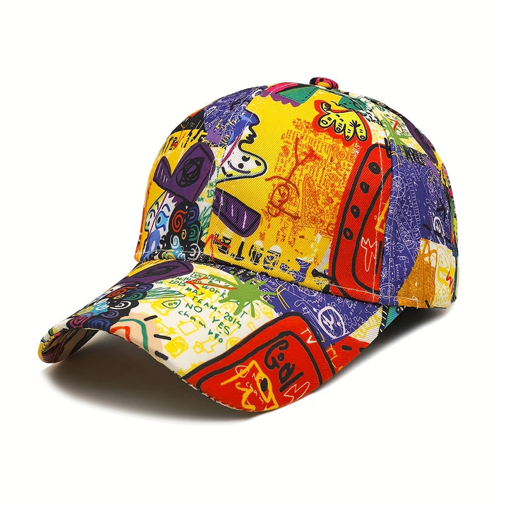 Gorra de béisbol con graffiti hip hop para mujer - Snapback ajustable, gorra urbana ligera con gráficos de graffiti, lavable a máquina para conciertos, festivales, uso diario - Ajuste casual sin elasticidad, accesorio para festivales, equipo para conciert