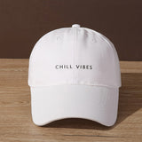 1 unidad - Gorra de Béisbol CHILL VIBES Estampada, Unisex Ajustable y Transpirable para Mujeres y Hombres, Sombrero de Golf con Visera Curva Moda Verano Y2K para Parejas
