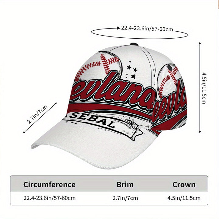 1pc Gorra de Béisbol Estampada 2D Cleveland Stars - Gorra Snapback de Poliéster Vibrante con Estampado Completo, Ligera y Ajustable, Ideal para Running y Moda Urbana