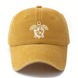 Gorra de béisbol de impresión de moda Tortuga, estilo clásico retro lavado con visera curva, accesorio casual de vacaciones al aire libre, gorra de conductor de camión