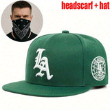 Set de Dos Gorras Hip Hop Bordadas LA con Pañuelos, Gorras Unisex Ajustables Estilo Urbano, Gorra para Hombre, Nueva Gorra Original, Gorra Plana