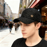 1 Gorra de béisbol para hombre para todas las estaciones con bordado floral de letras y logo en tono dorado - Parte trasera de malla transpirable, diseño estructurado de seis paneles, amantes de la moda, sombreros elegantes, construcción duradera, esti...