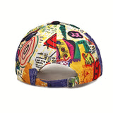 Gorra de béisbol con graffiti hip hop para mujer - Snapback ajustable, gorra urbana ligera con gráficos de graffiti, lavable a máquina para conciertos, festivales, uso diario - Ajuste casual sin elasticidad, accesorio para festivales, equipo para conciert