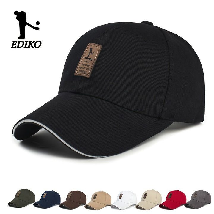 Sombrero ajustable EDIKO - Negro, algodón, tamaño único que se ajusta a la mayoría, cierre ajustable con clic, ideal para golf, exteriores y uso casual, ropa de cabeza para exteriores | Ropa de cabeza ajustable | Ropa de cabeza de algodón