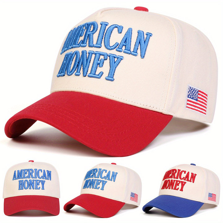 Gorra de Béisbol para Hombre 1 Unidad - Gorra Ligera Ajustable de Poliéster con Diseño Patriótico Azul y Rojo, Estrellas y Rayas, Ideal para Viajes al Aire Libre, Playa o Uso Casual