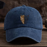 Gorra Trucker Grande para Mujeres y Hombres - Diseño de Cara de Guepardo con Estampado de Leopardo, Reducción de Cara, Transpirable en Azul//Blanco/Gris/Gris, Ajustable para Uso Casual, Oficina, Exterior - Ala Ancha (Unisex)