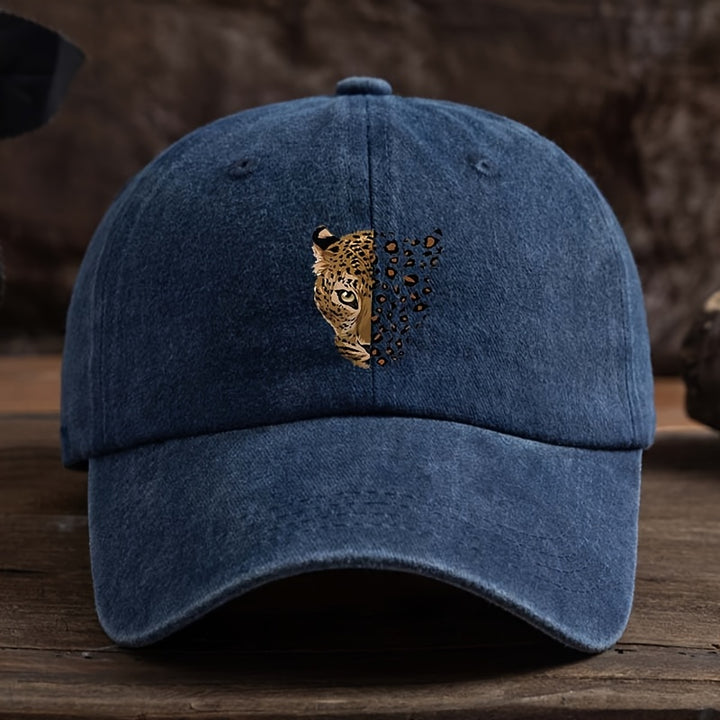 Gorra Trucker Grande para Mujeres y Hombres - Diseño de Cara de Guepardo con Estampado de Leopardo, Reducción de Cara, Transpirable en Azul//Blanco/Gris/Gris, Ajustable para Uso Casual, Oficina, Exterior - Ala Ancha (Unisex)