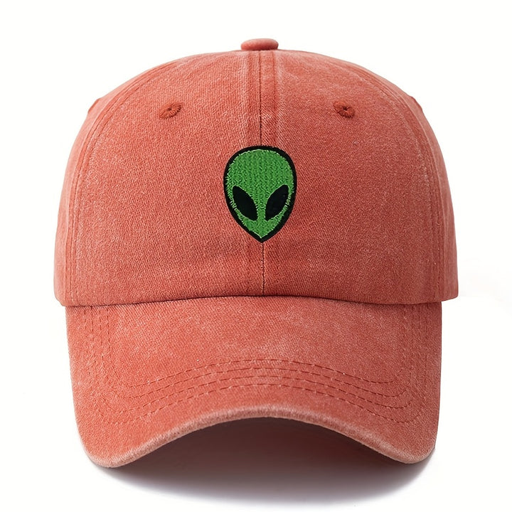 Gorra de béisbol unisex MAKEFGE con bordado de alienígena verde - Tejido ligero, protección solar, ajuste Snapback, diseño transpirable de 6 paneles para camping, viajes, uso casual (/Gris oscuro/Rosa/Azul marino), accesorio de cabeza para exteriores, ala