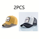 2pcs Gorras de Béisbol Ligeras para Hombre - Ajuste Snap-Fit ( y ) Estilo Trucker con Motivos Ecuestres e Inspiración Western, Diseño en Seis Paneles Ideal para Looks Casuales o Temáticos - Ropa Duradera