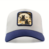 Gorra de béisbol con fase lunar de gato negro bohemio para hombre y mujer - Gorra ajustable de malla, ligera y transpirable para verano con bordado 3D, diseño de anime de hip hop para actividades al aire libre, ropa casual para la cabeza, accesorios de mo