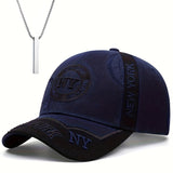 2 piezas Gorra de Béisbol con Estampado Táctico Camuflaje NY y Colgante Faith Bar para Hombres, Adecuada para Escalada, Accesorios de Ciclismo, Fiesta de Navidad