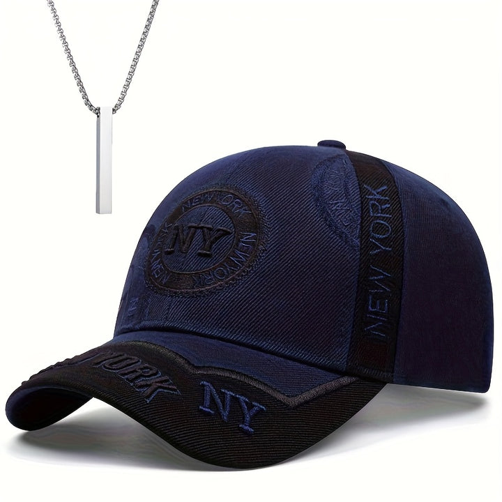 2 piezas Gorra de Béisbol con Estampado Táctico Camuflaje NY y Colgante Faith Bar para Hombres, Adecuada para Escalada, Accesorios de Ciclismo, Fiesta de Navidad